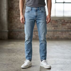 Levis 513 Slim Straight Jeans Mens 30x30 Light Wash Blue Denim EUC